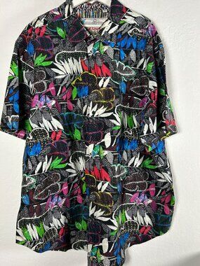 Robert Graham Mens Terzis Short Sleeve Button Up Shirt 3XL Cotton Black NWOT